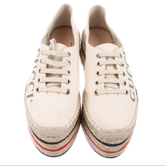 Lilibeth Gucci Printed Fabric Flatform Espadrille - Picture 5 of 13